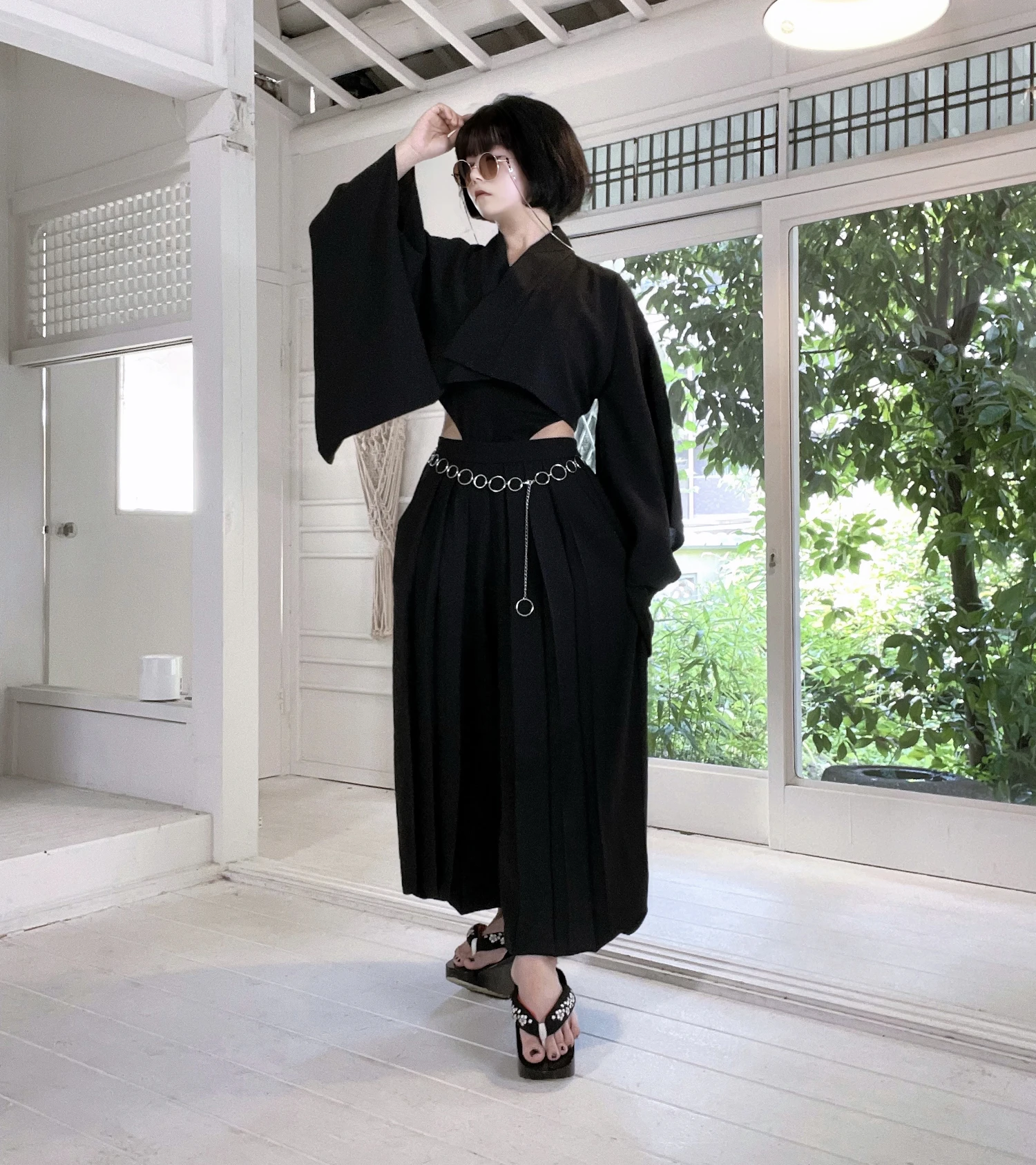 ショート丈の着物×袴パンツ　画像提供:みさまる