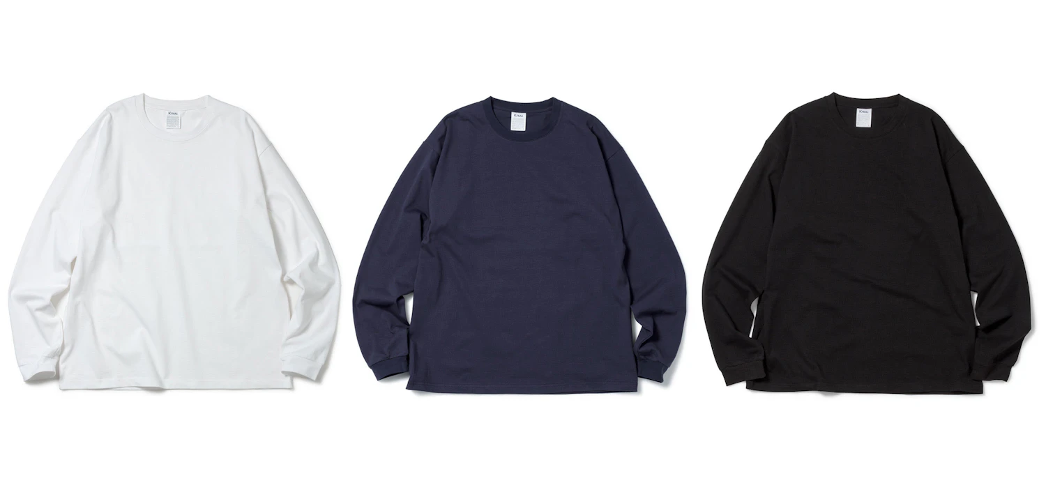 色展開はWHITE / NAVY / BLACK<br>Heavy Crewneck Long Sleeve T-Shirt　5,500円（税込）