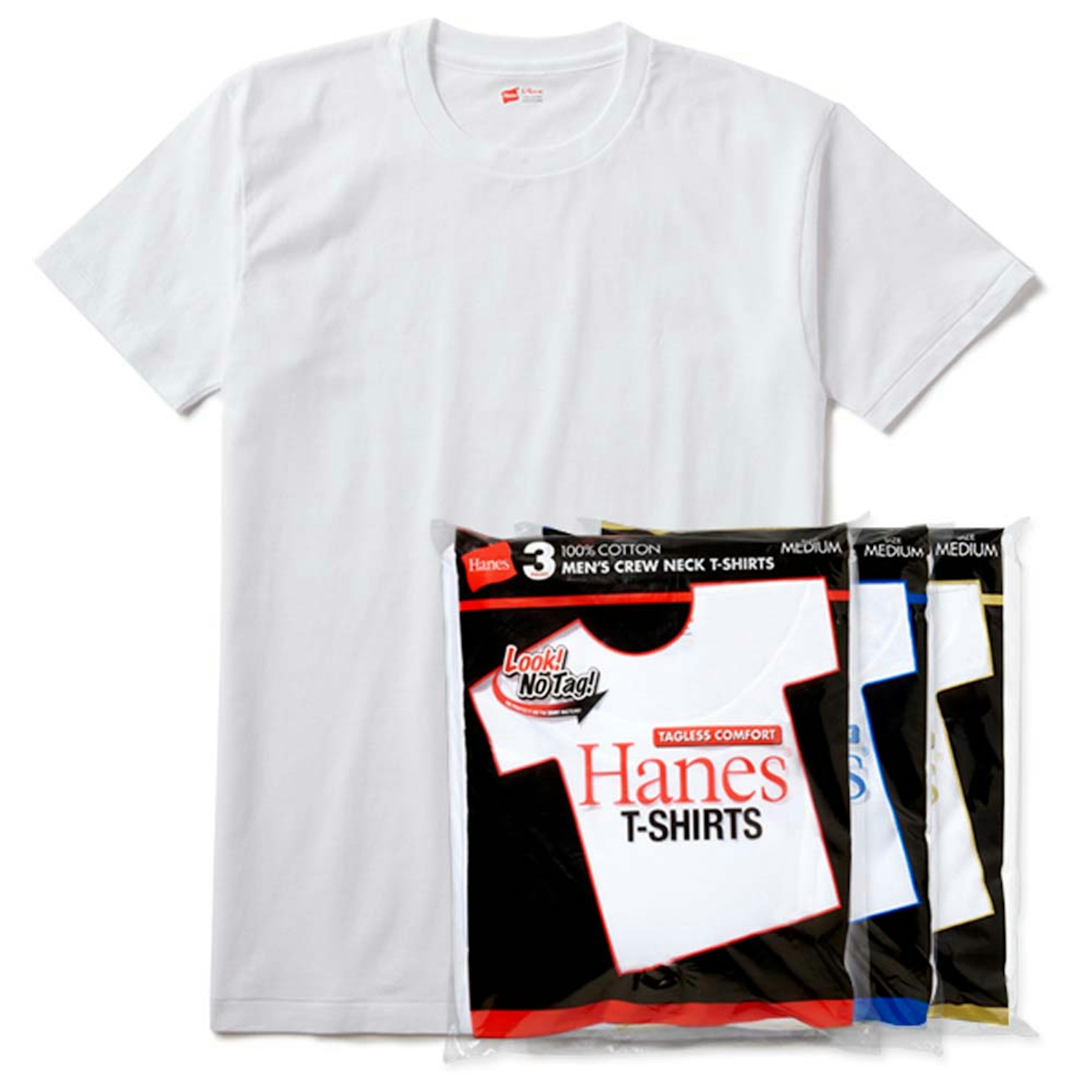 The standard '3P Red Label Crew Neck T-shirt' of the three-pack multi-pack T-shirts