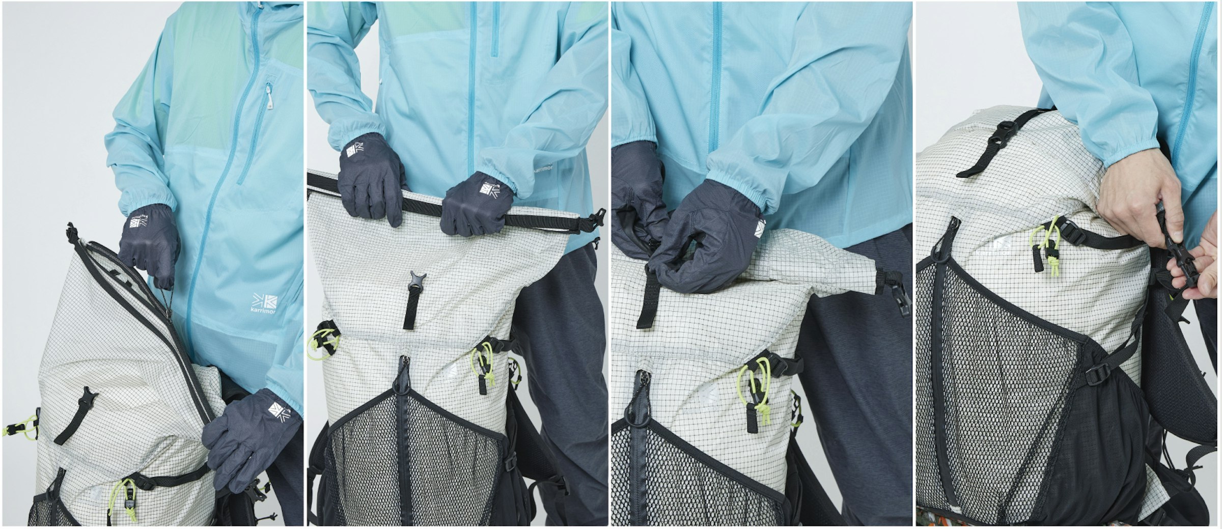 荷物が少ないときはトップを丸めてコンパクトになり、荷物が多いときはトップを拡張して大容量になるロールトップのリュックサックは「カリマー」初の試み