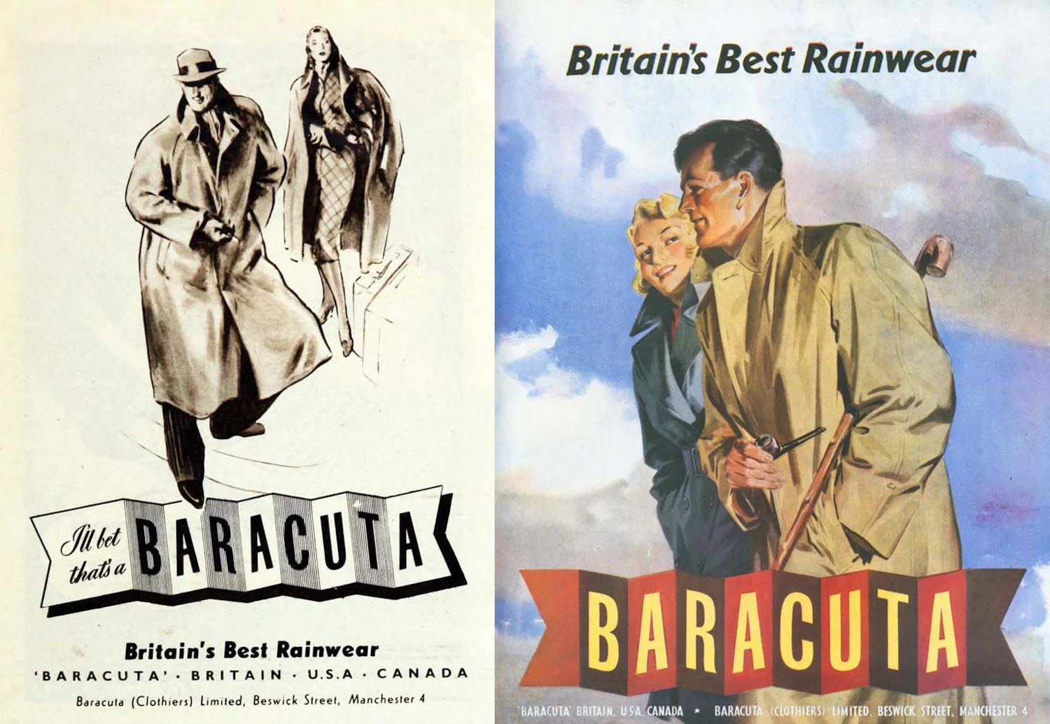 コートを着た1947年と1948年の広告
