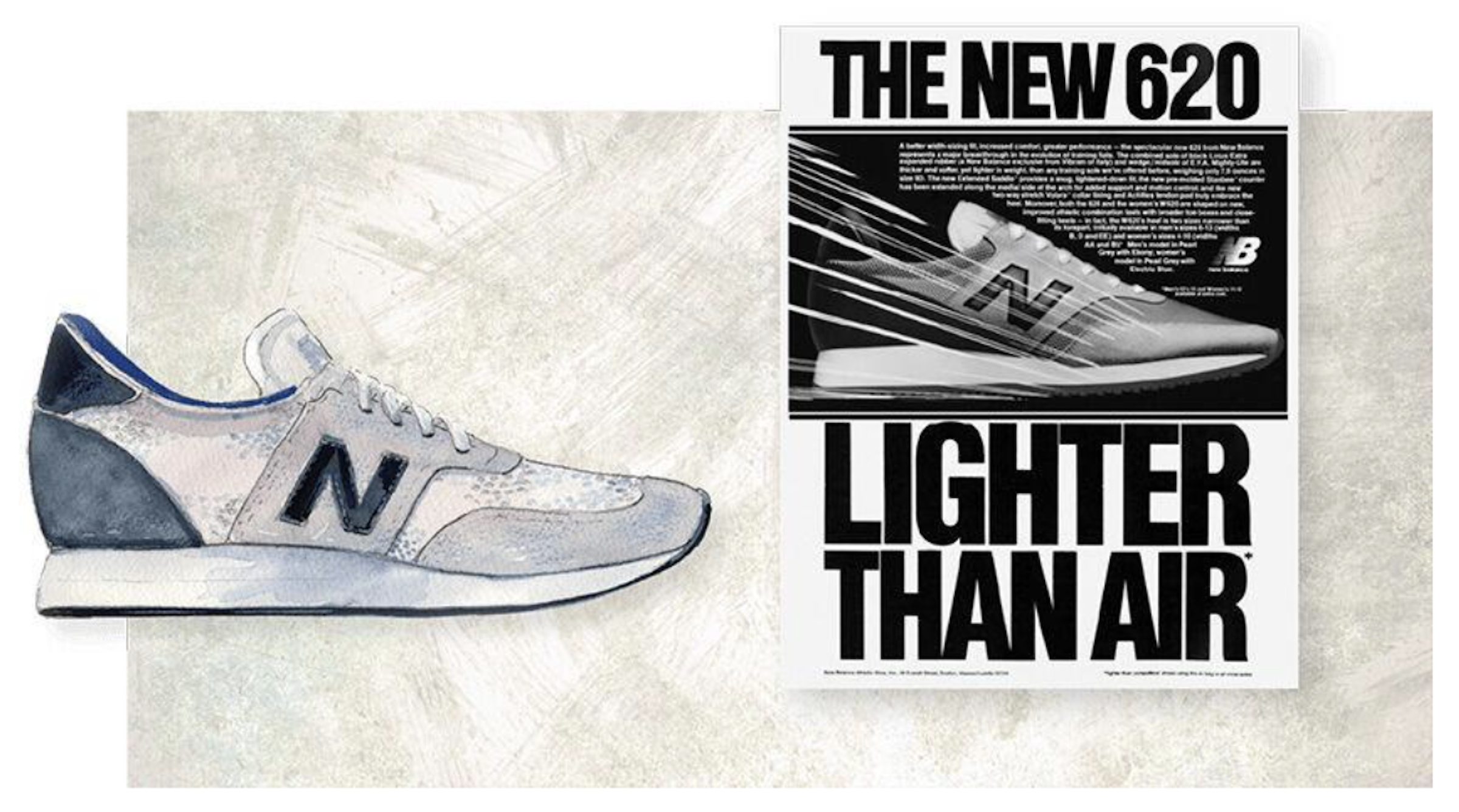 ニューバランスとして初めてグレーカラーを採用したのが「M620」。1980年当時の市場で、もっとも軽いランニングシューズとして登場した