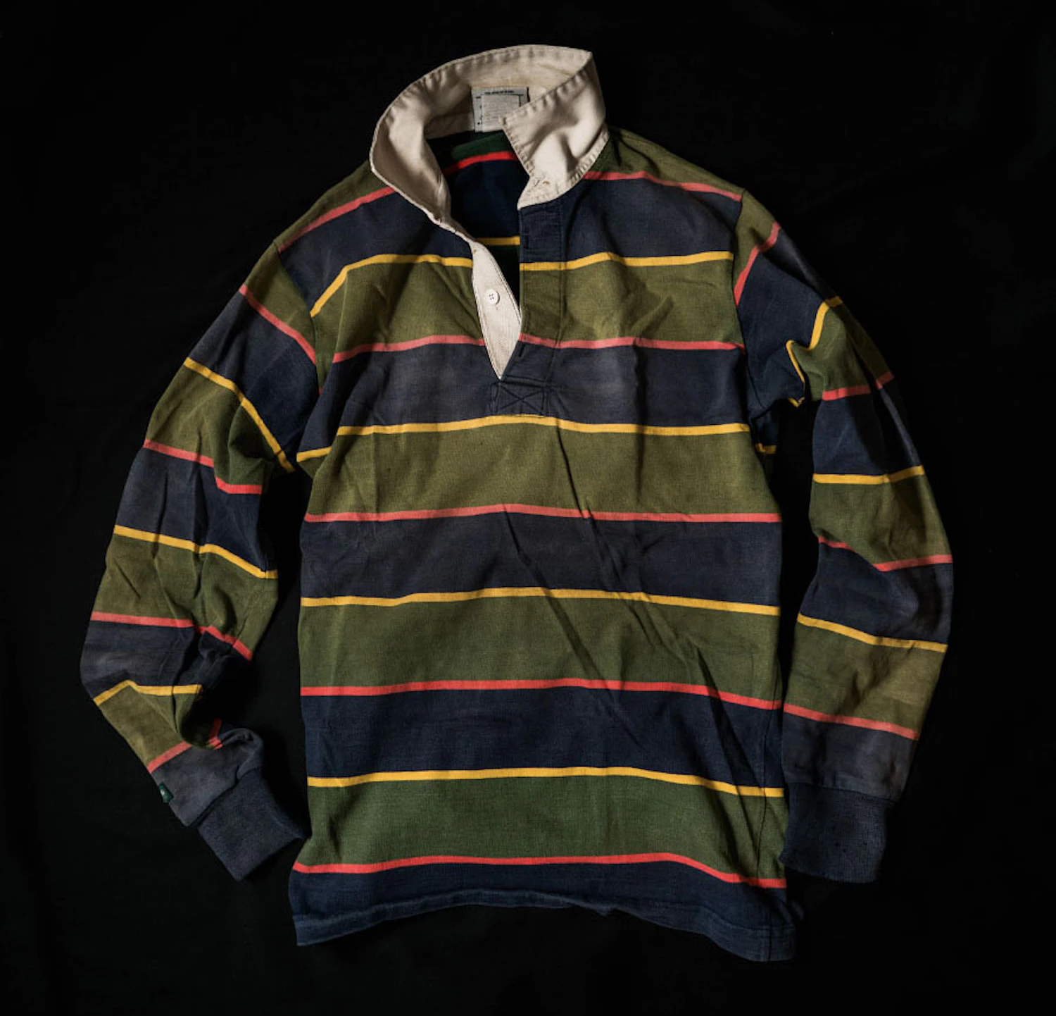 A rugby shirt with Alternating Pinstripes pattern, worn for about 15 years