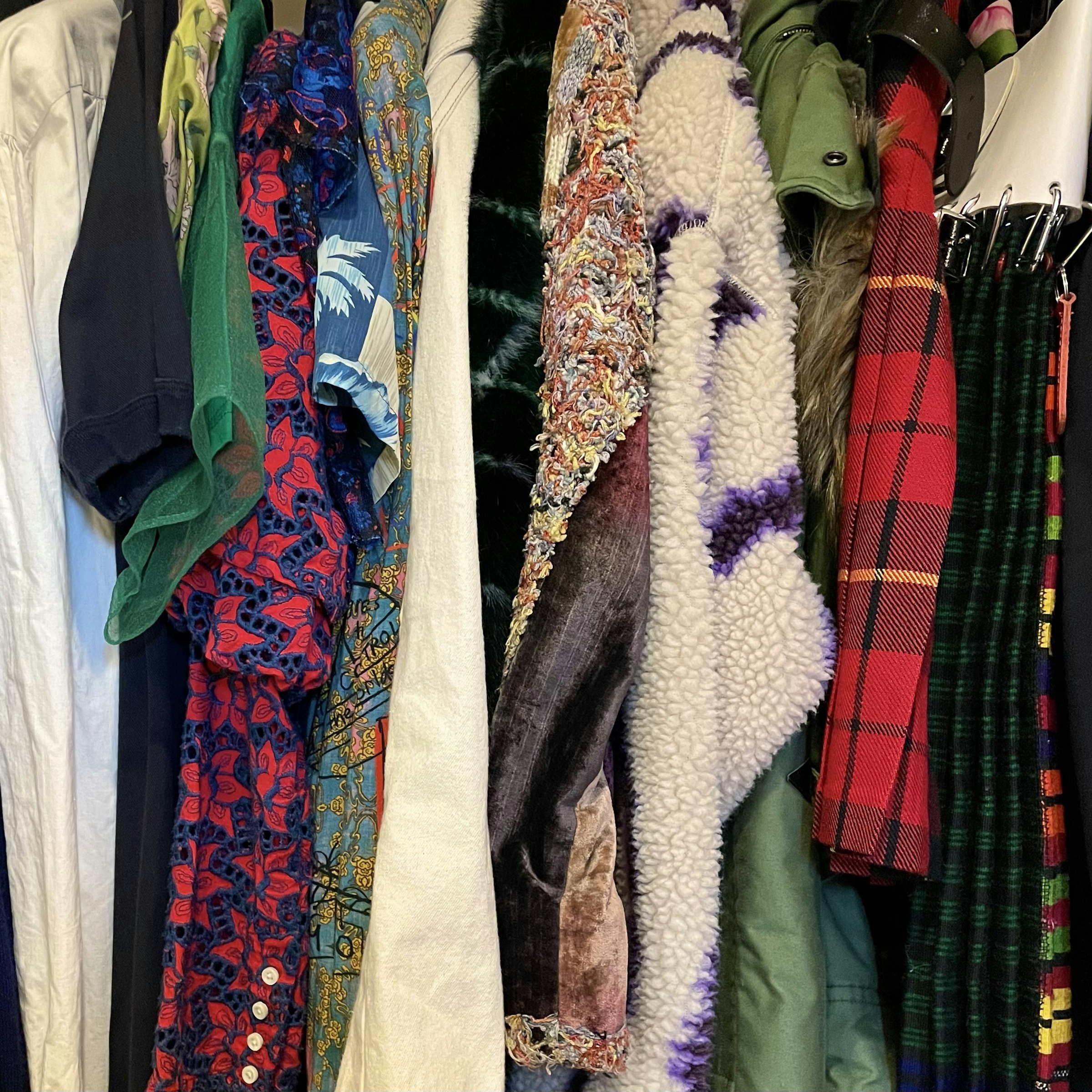Part of the closet. Generally, items with patterns are fewer
