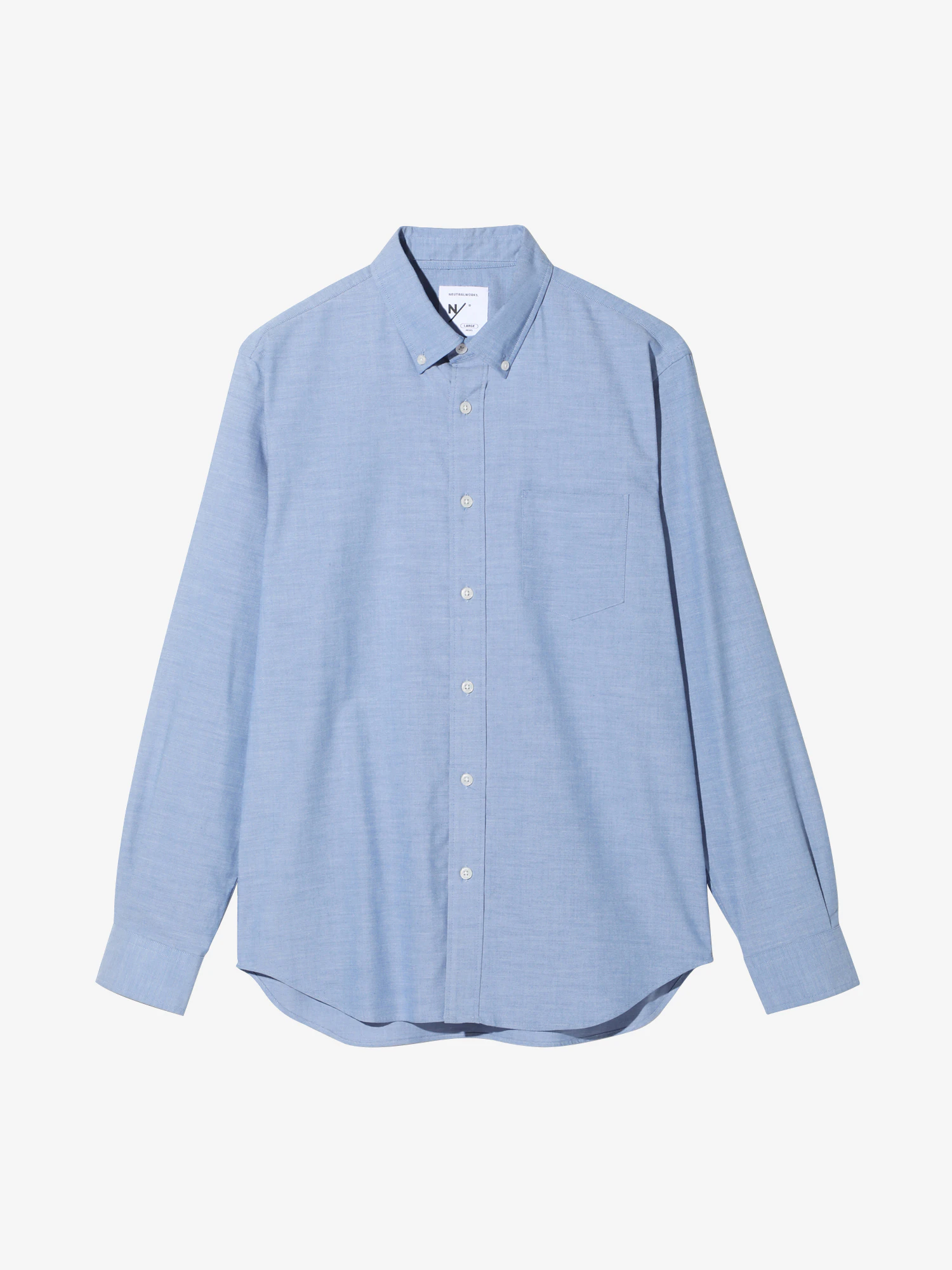 A button-down shirt categorized under "WORK," made from odor-eliminating, stretchy Oxford material. Carefully sewn at a shirt factory in Hitoyoshi City, Kumamoto Prefecture. Priced at 17,600 yen (tax included)