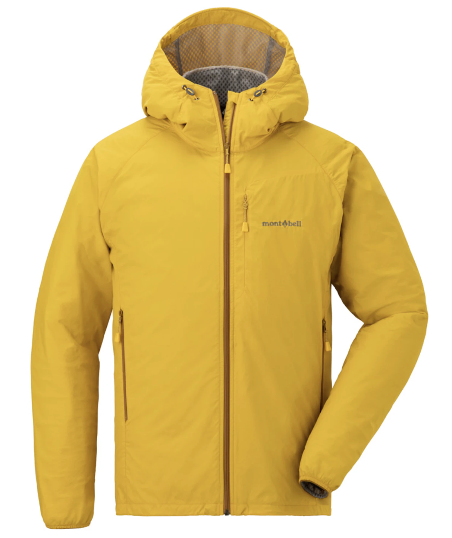 カラーバリエーションはイエロー、ブラック、ダークグリーン、ネイビー、タンの5色展開。「ライトシェルパーカ メンズ」12,430円（税込）写真提供／モンベル