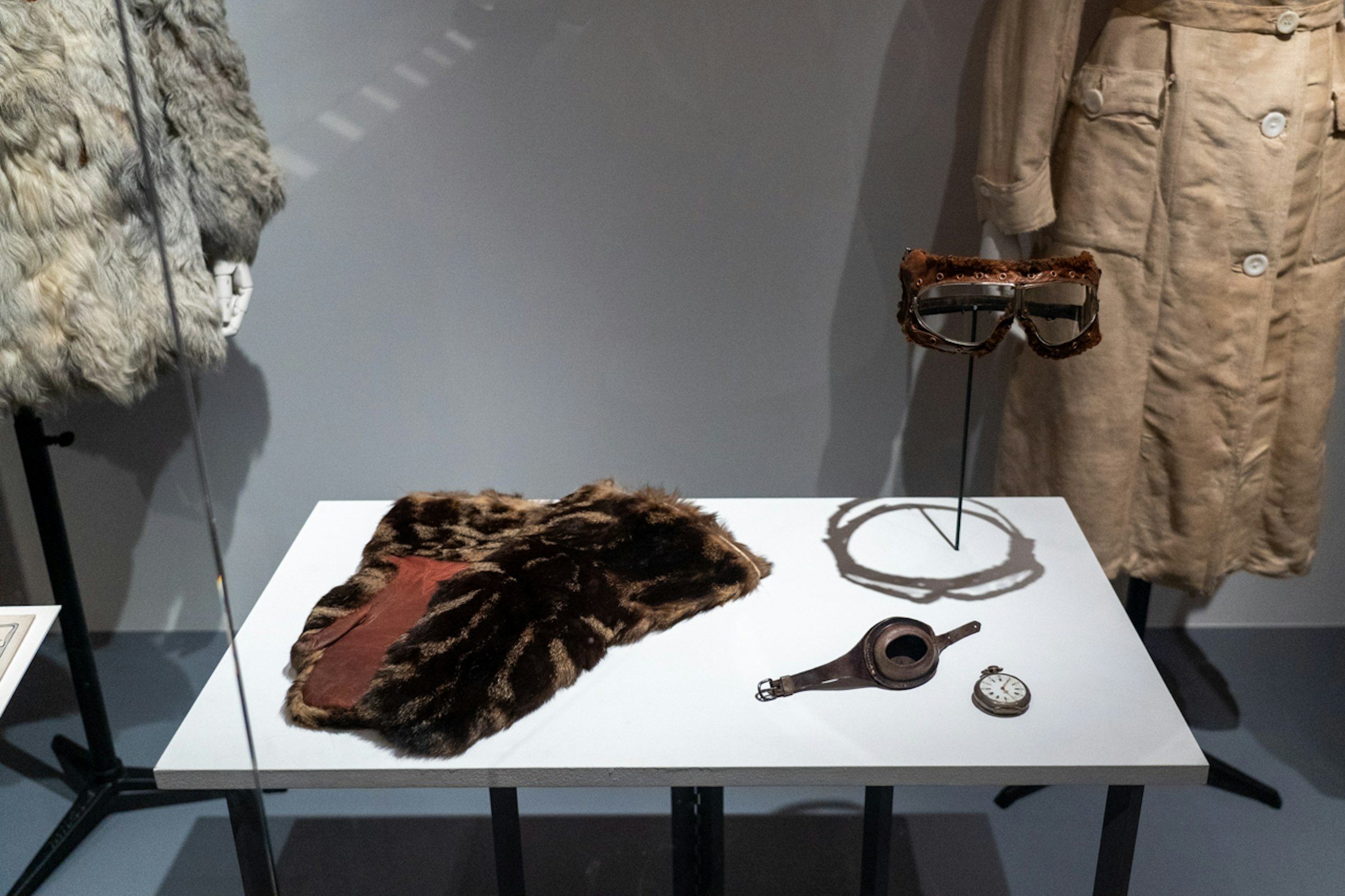 Automobile cold weather gear and goggles, wristband for using a pocket watch as a wristwatch