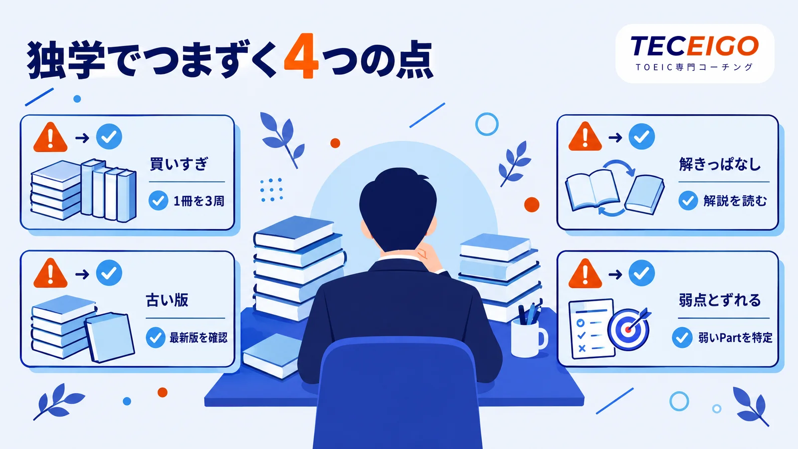 TOEICの参考書で独学するときにつまずく4つの点