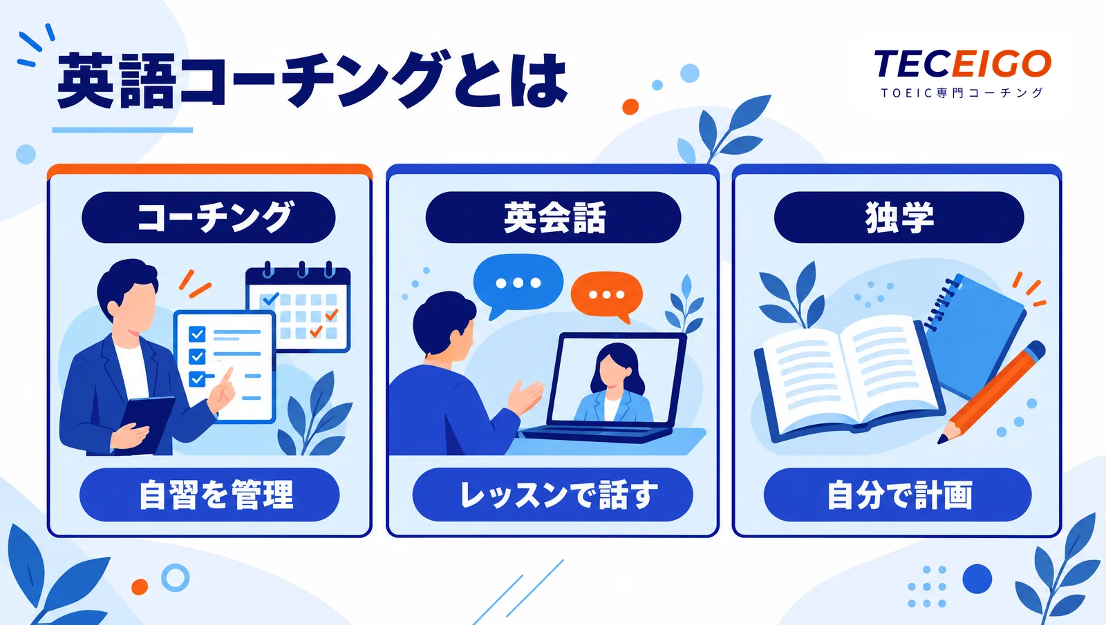 英語コーチング・英会話・独学の違い