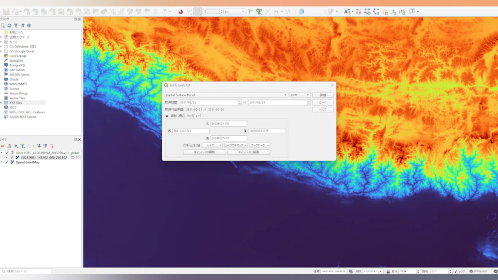 JAXA提供データを数クリックでQGISに!の画像