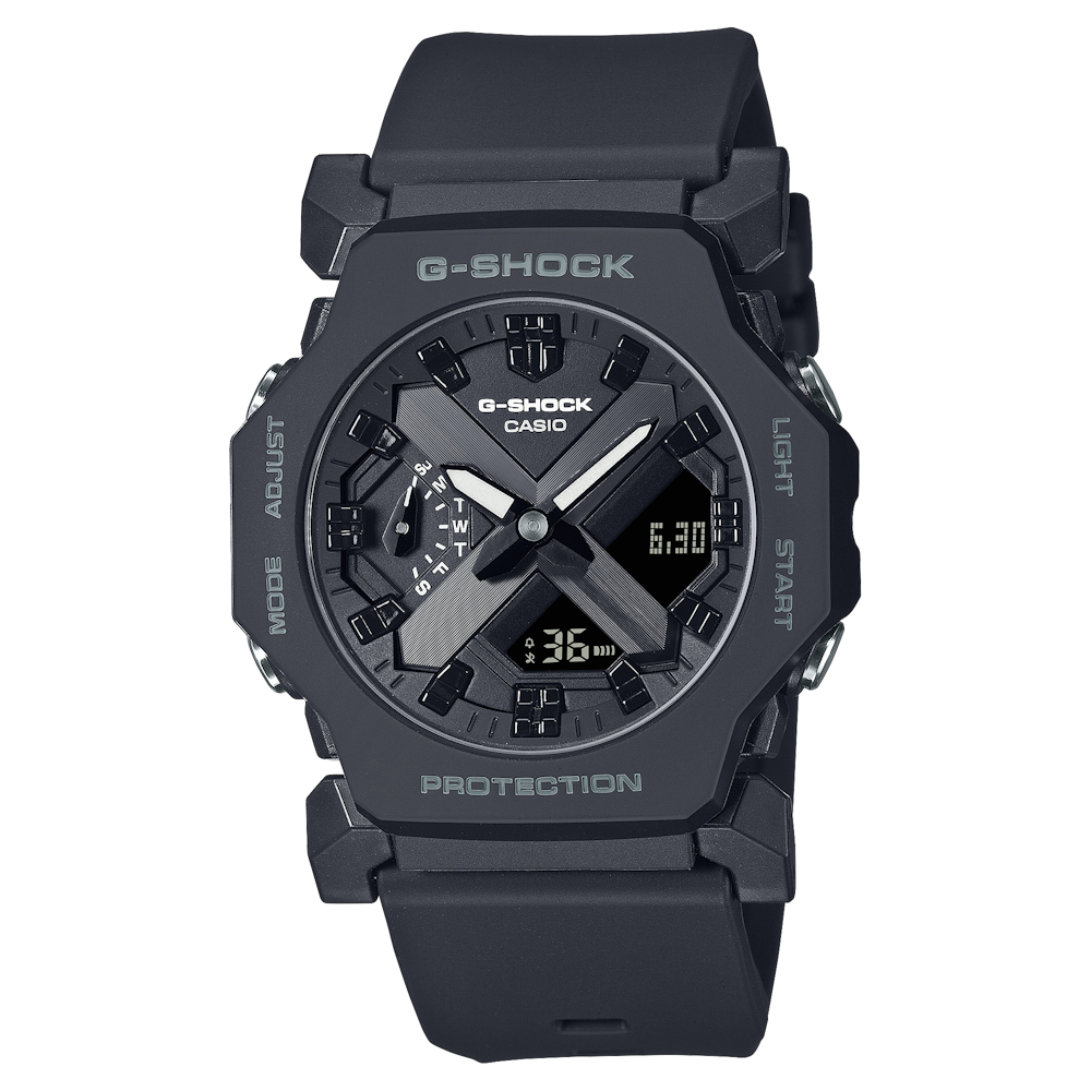 <p>ケース径45.4mm、厚さ11.6mmのコンパクトなデザインで、日常使いに最適。ミニマルで近未来的なスタイルが特徴。</p>