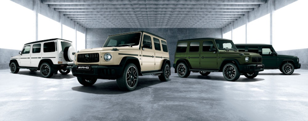 <p>エクステリアには、マットペイントカラーを4色展開。これにより、Gクラスの力強いデザインがさらに際立つ。</p>