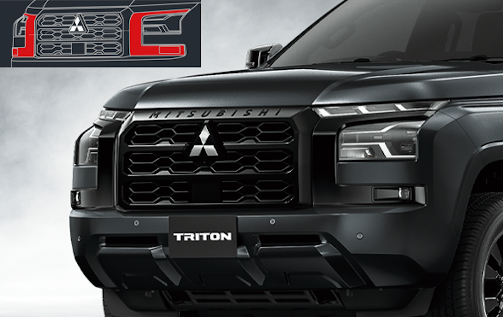 <p>フロントバンパーガーニッシュやフォグランプベゼルなど、各部をブラックメタリックで仕上げ、力強い印象を演出。</p>