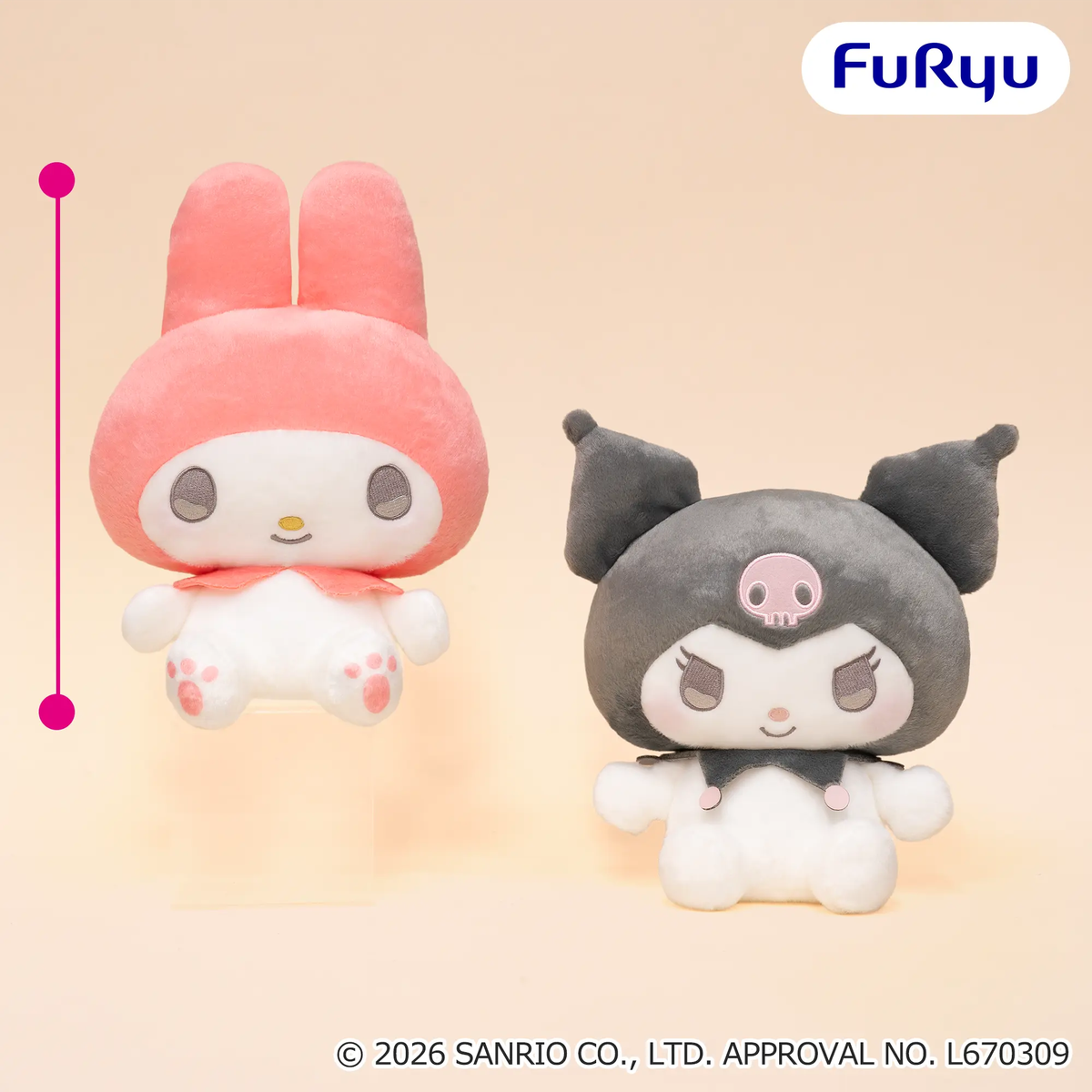 2026/10/6入荷】マイメロディ・クロミ きゅるりんBIGぬいぐるみ～赤