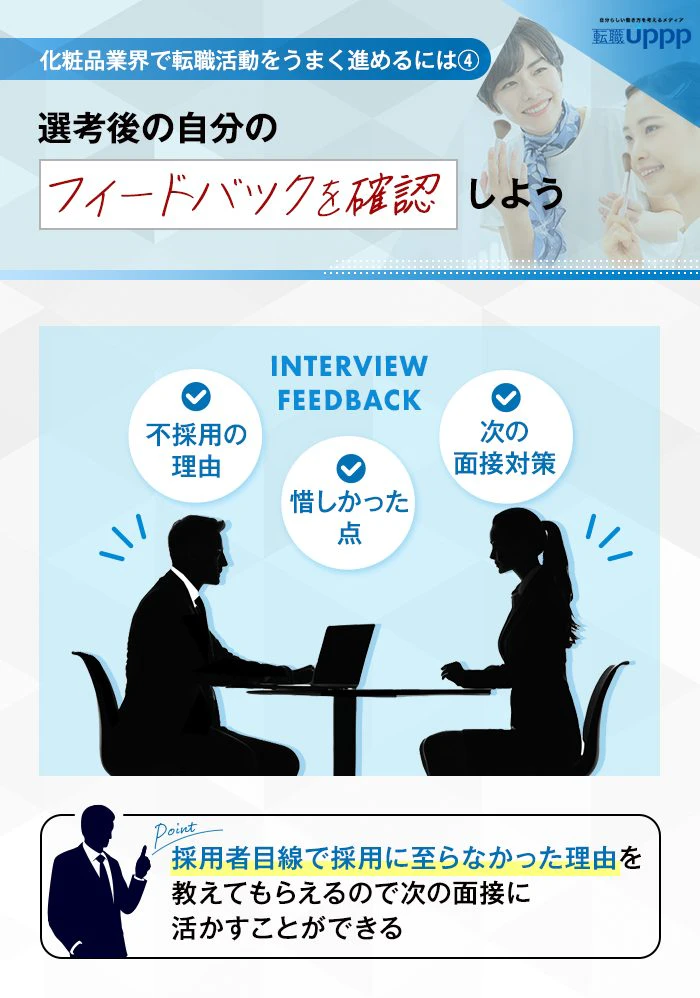 化粧品業界で転職をうまく進めるには④　選考後の自分のフィードバックを確認しよう