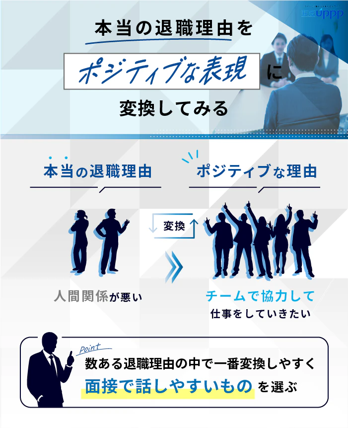 本当の退職理由をポジティブな表現に変換してみる