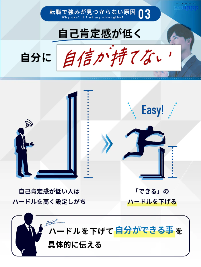 転職で強みが見つからない原因３：自己肯定感が低くて自分に自信が持てない