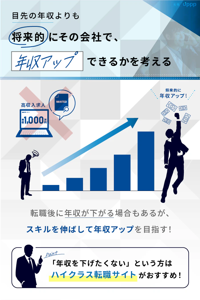 目先の年収よりも将来的にその会社年収アップできるかを考える