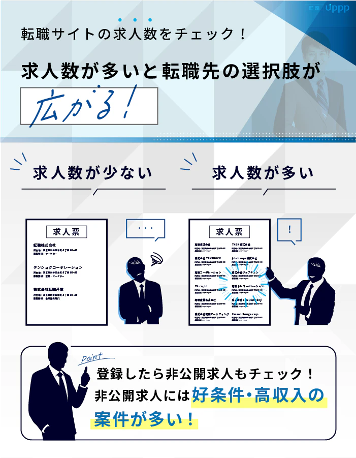 転職サイトは求人数をチェック！求人数が多いと転職先の選択肢が広がる