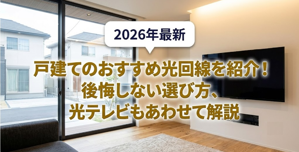 【2026年最新】戸建ておすすめの光回線を紹介！後悔しない選び方と光テレビも解説