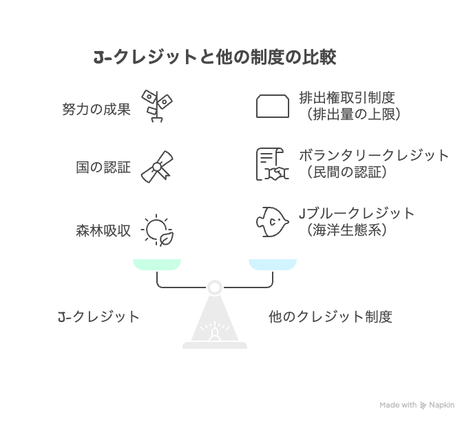 J-クレジットと類似制度の違い