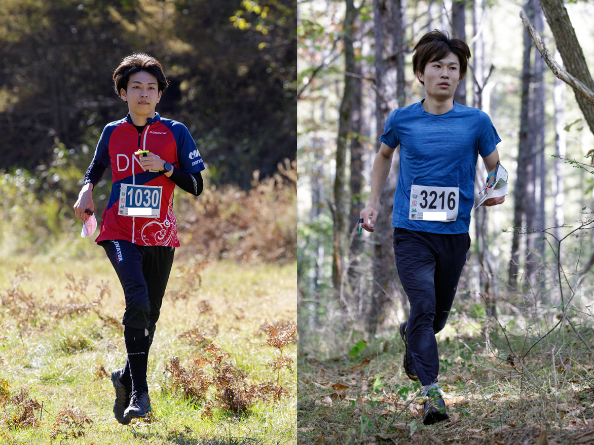 山でオリエンテーリングする競技者の服装