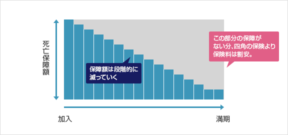収入保障保険・逓減定期保険のイメージ