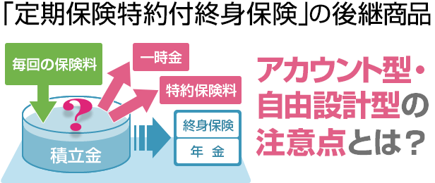 「定期保険特約付終身保険」の後継商品、アカウント型、自由設計型の注意点とは？