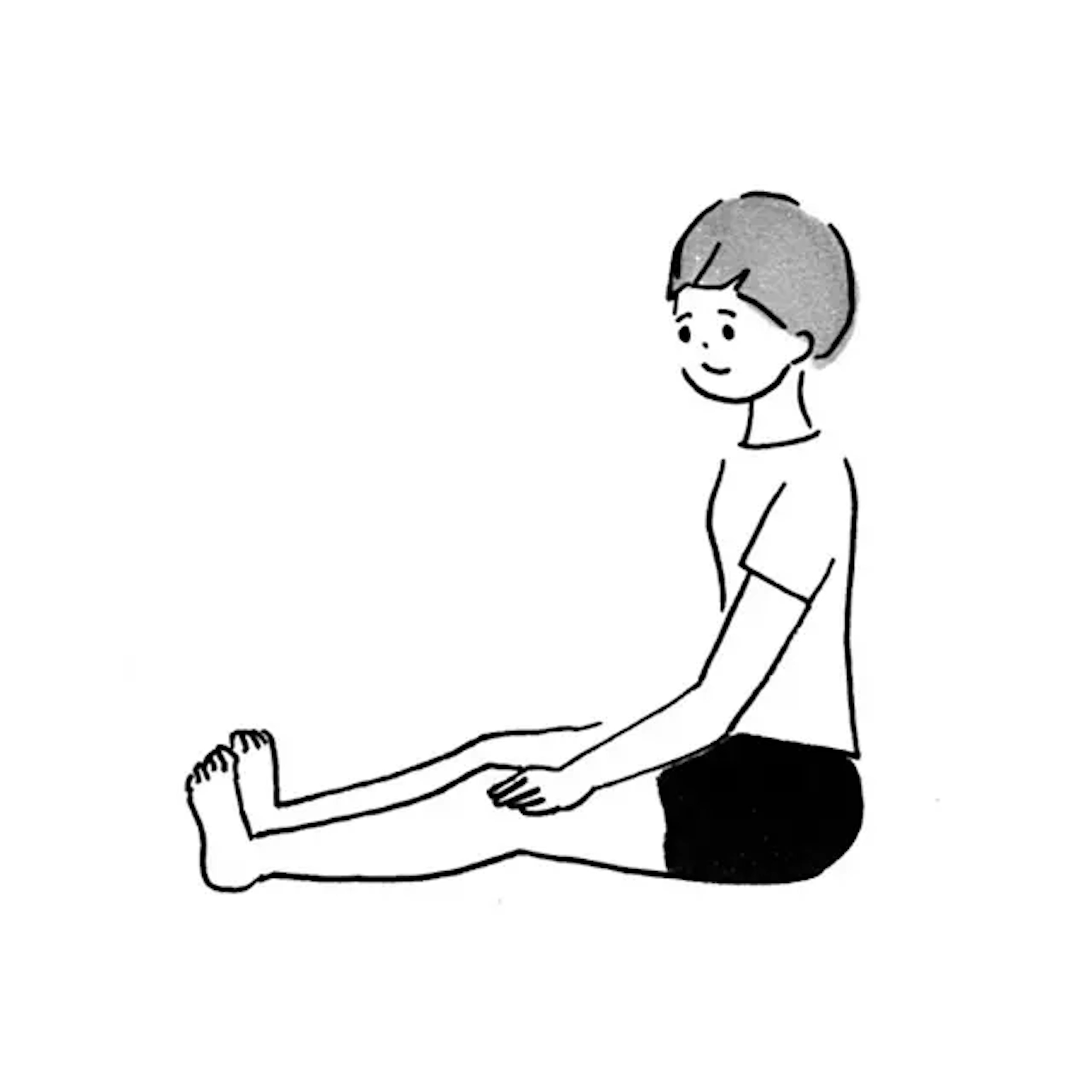 イラスト：足を伸ばして座っている人