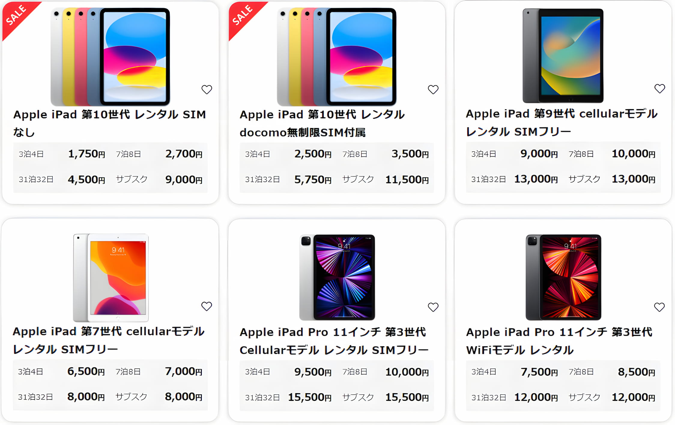 タブレット6種類
