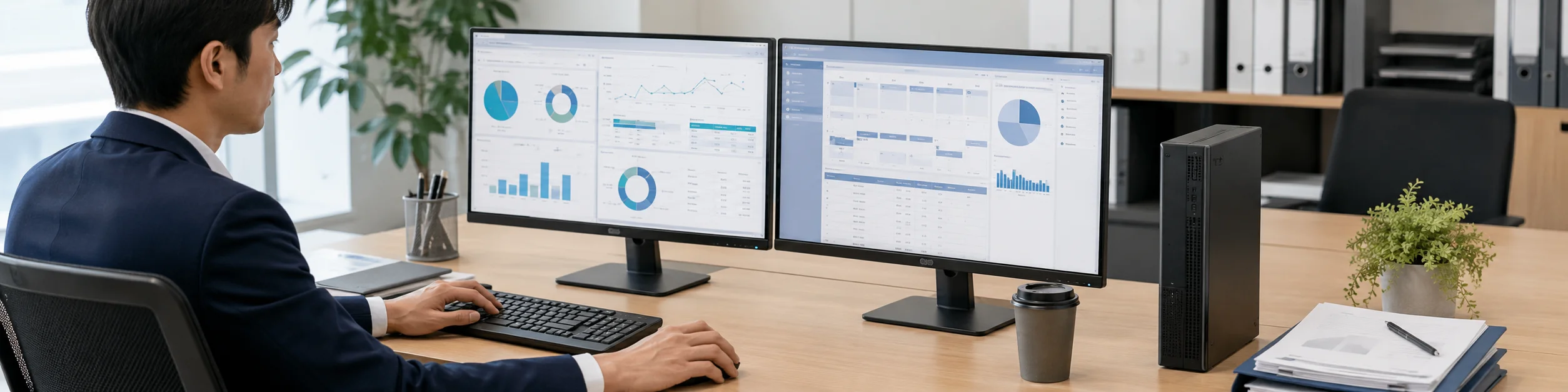 大画面でのExcel・複数ウィンドウ並列作業イメージ