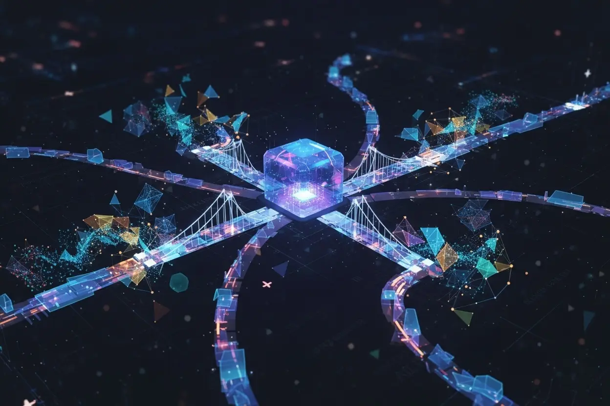 AIが外部システムやAPIと安全に接続するイメージ