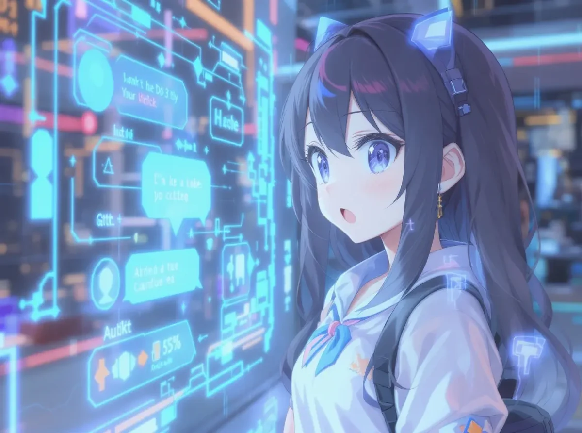 AIチャット画面を見て驚く女性
