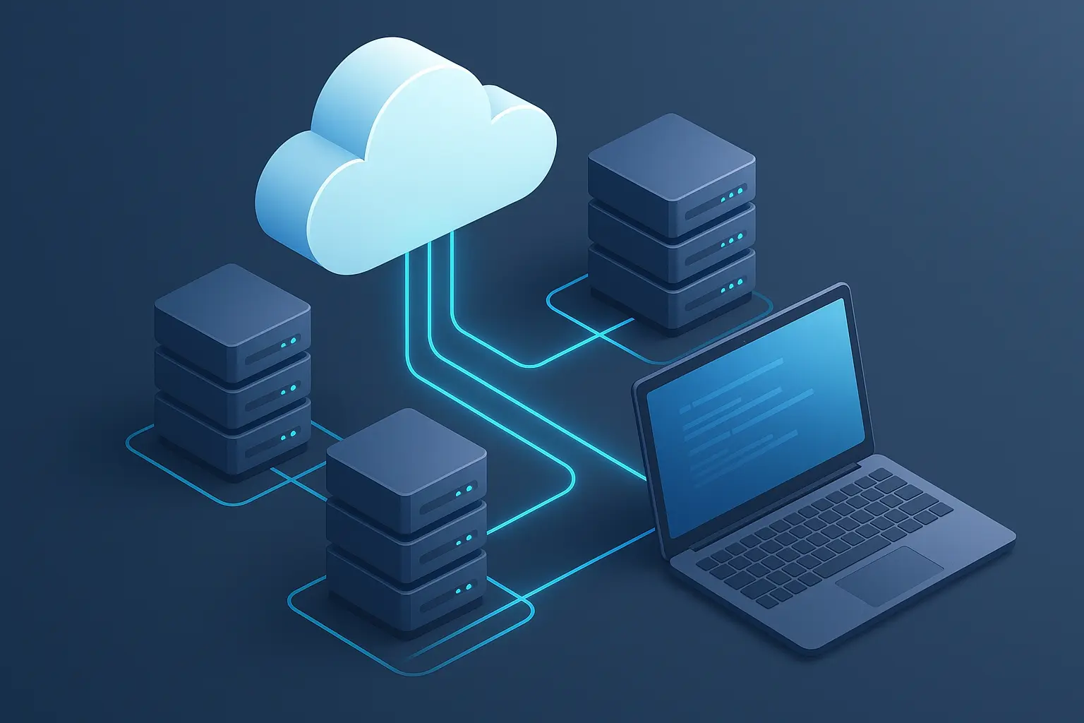 クラウド上にAIアプリをデプロイしている3Dイメージ