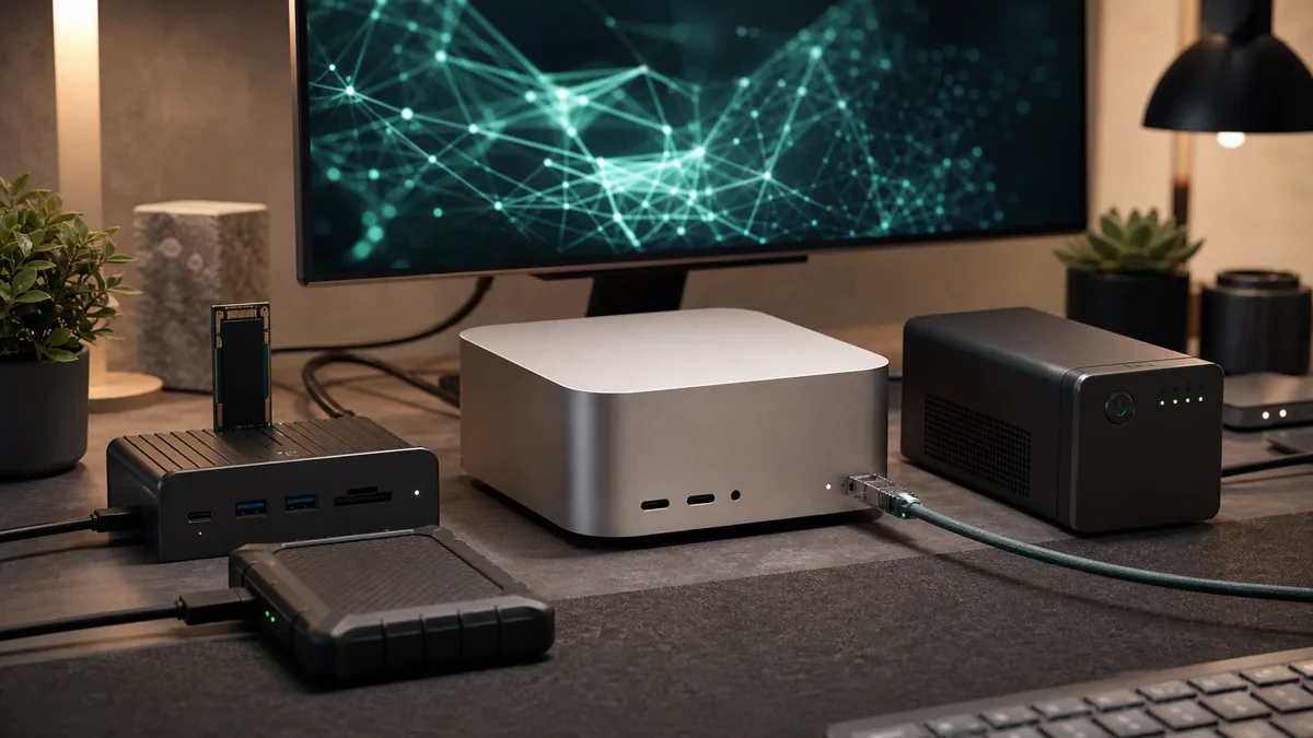 ローカルAI用のコンパクトPCとSSDドック、外付けSSD、UPS