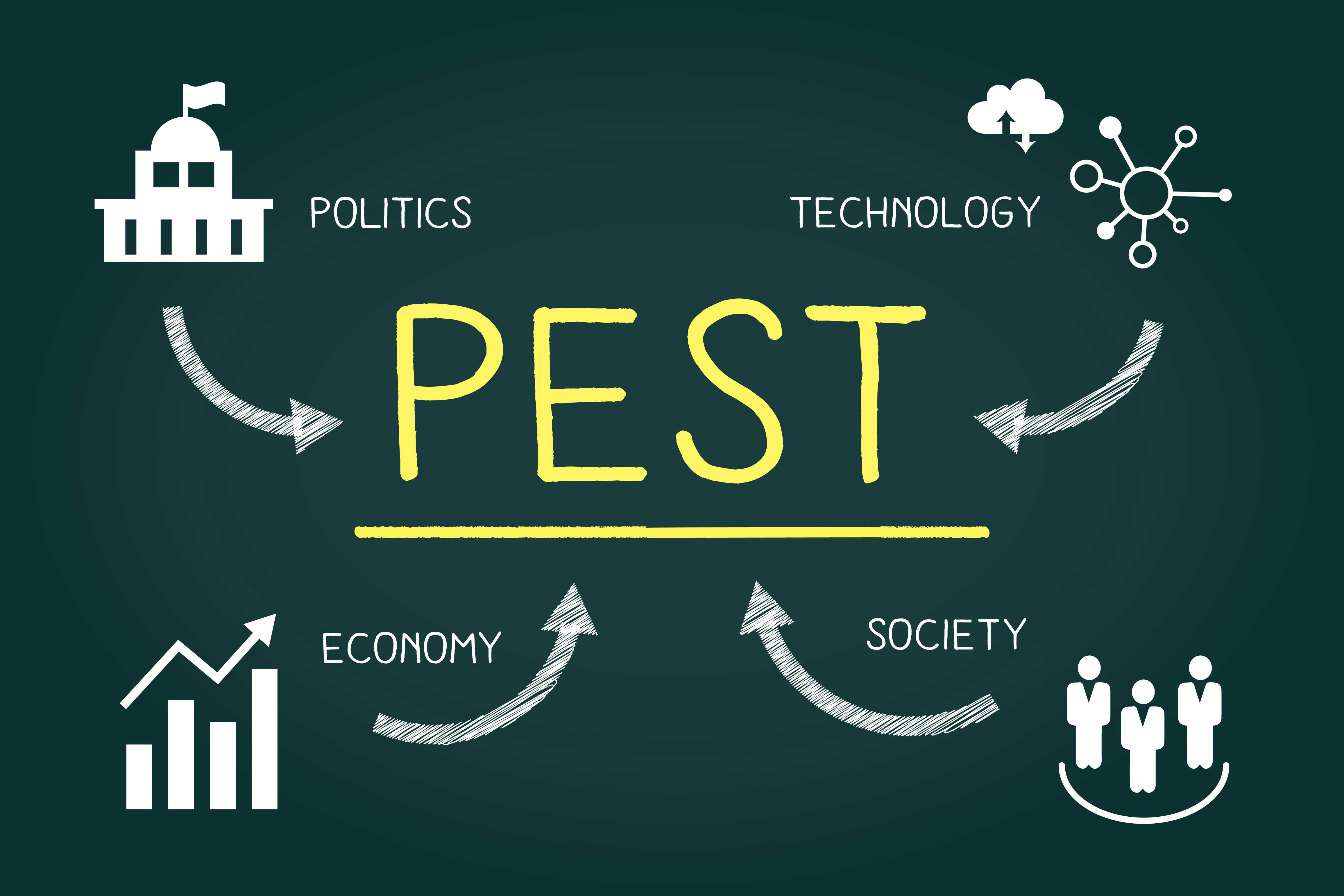 PEST分析とは｜4つの構成要素や目的、実践方法、注意点を解説