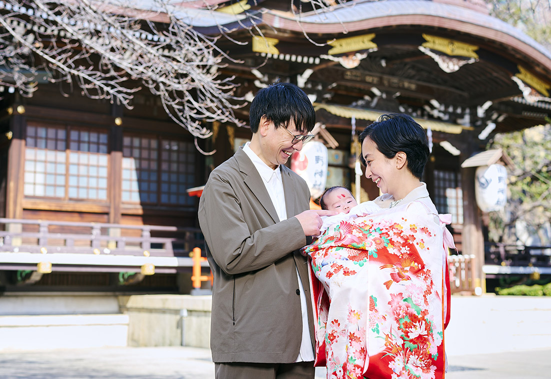 お宮参りの家族写真
