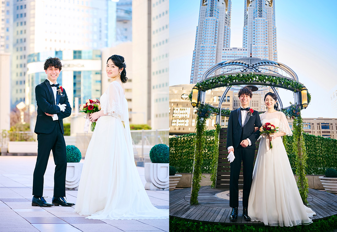 京王プラザホテルカリヨン橋で記念撮影