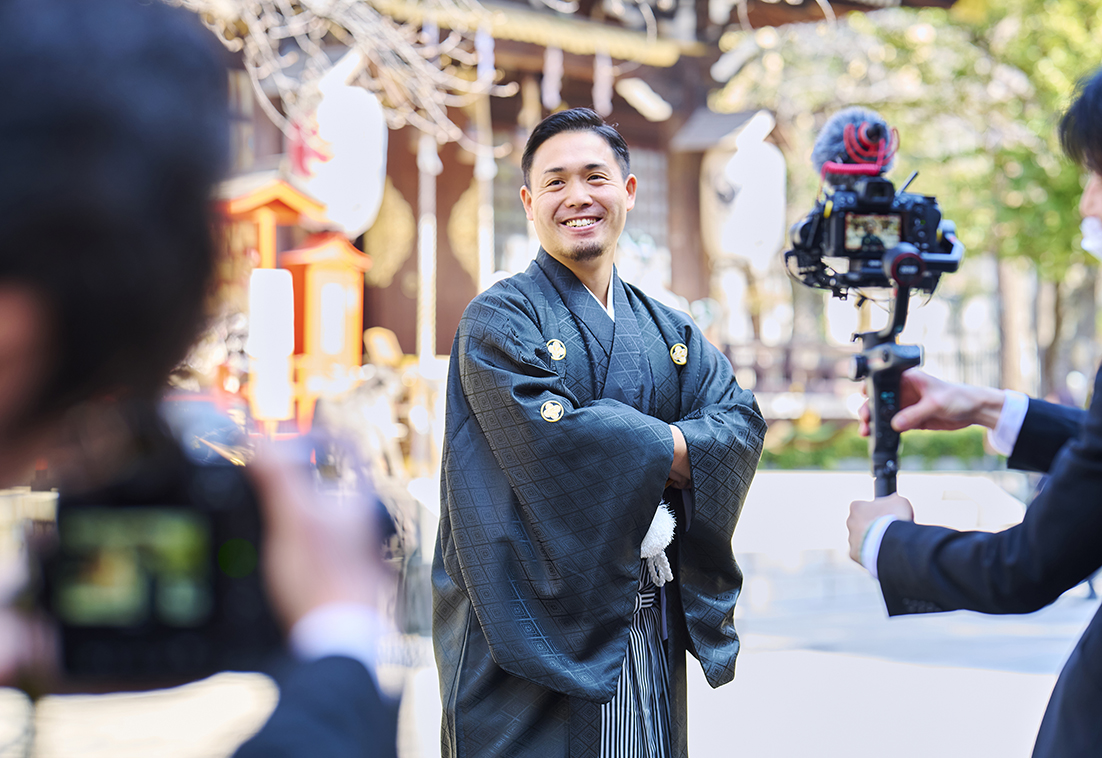 新郎の写真撮影