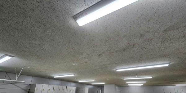 更衣室の天井に広がったカビがロッカーにも！｜施工前