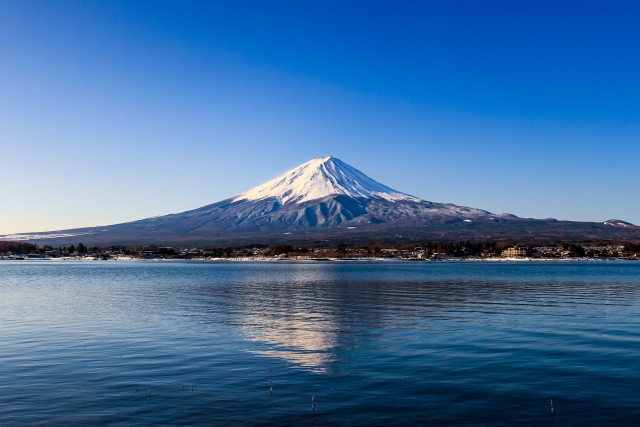 河口湖から見る富士山