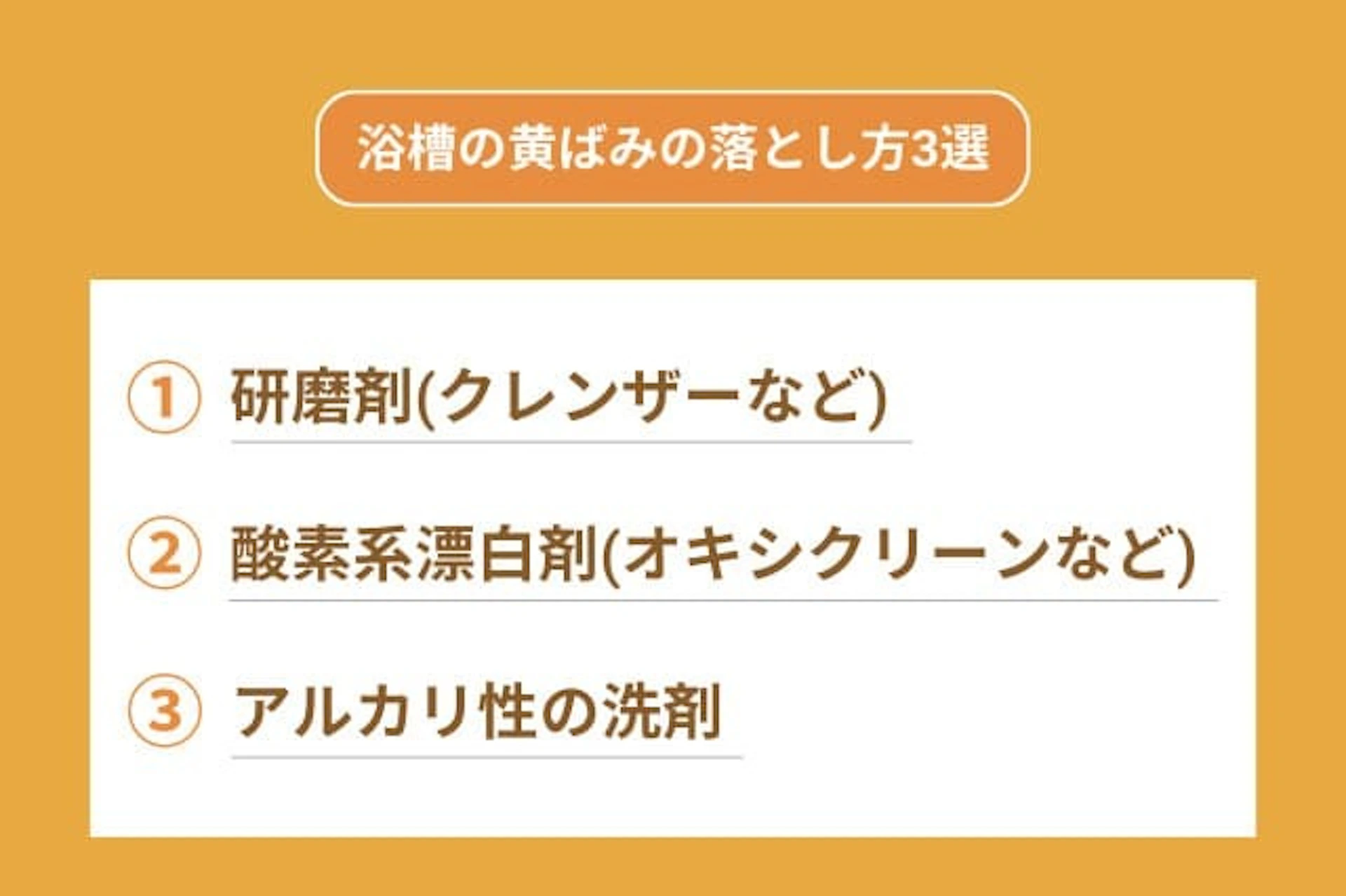 浴槽の黄ばみの落とし方3選