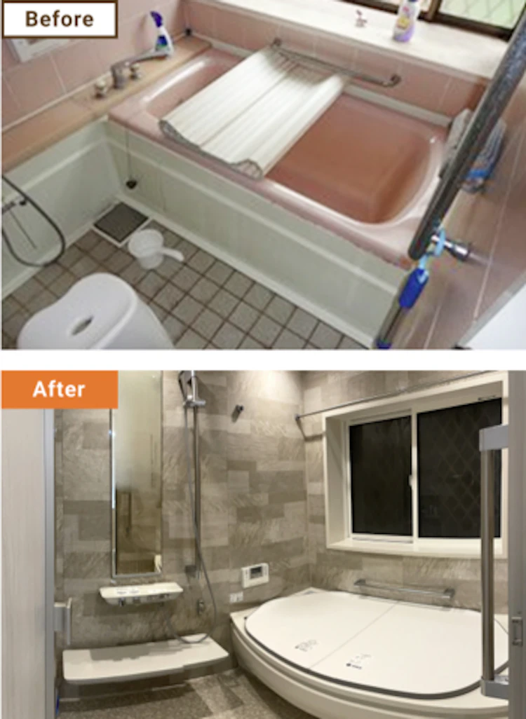 温かいお風呂と片付けやすい洗面化粧台へ