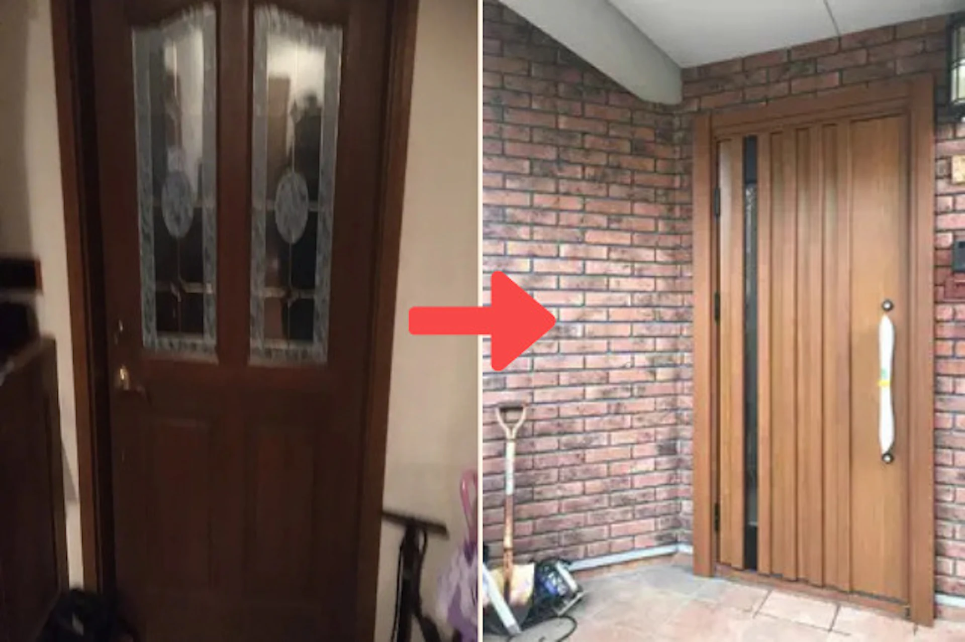 2ロック付きの玄関ドアにリフォームした施工事例