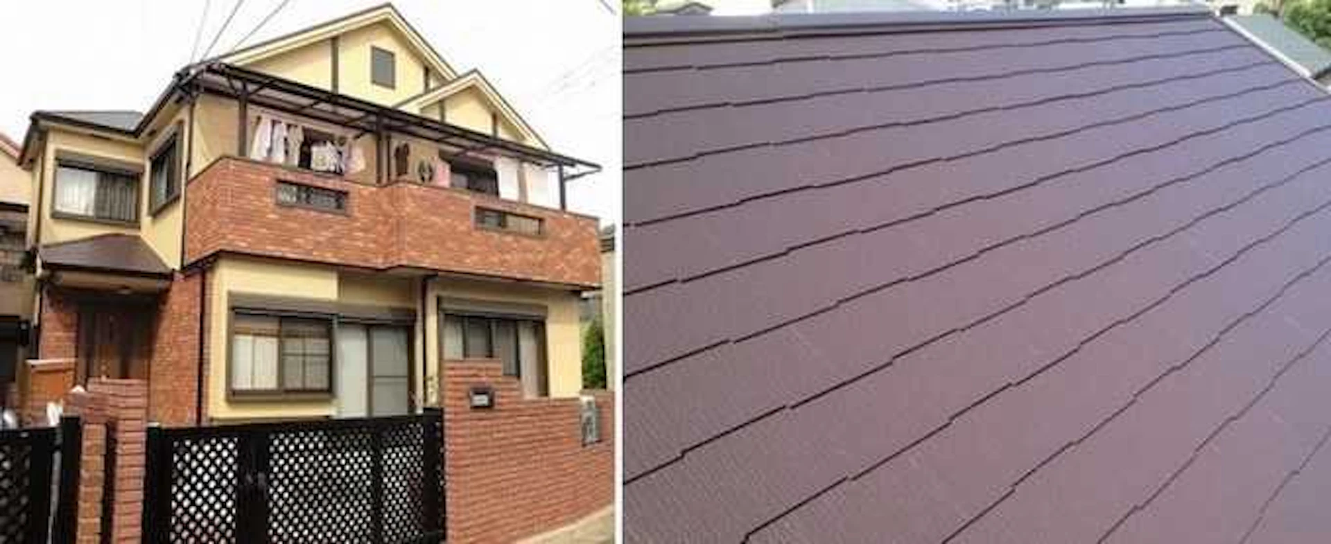 レンガ調壁面をアクセントに使った住宅と屋根