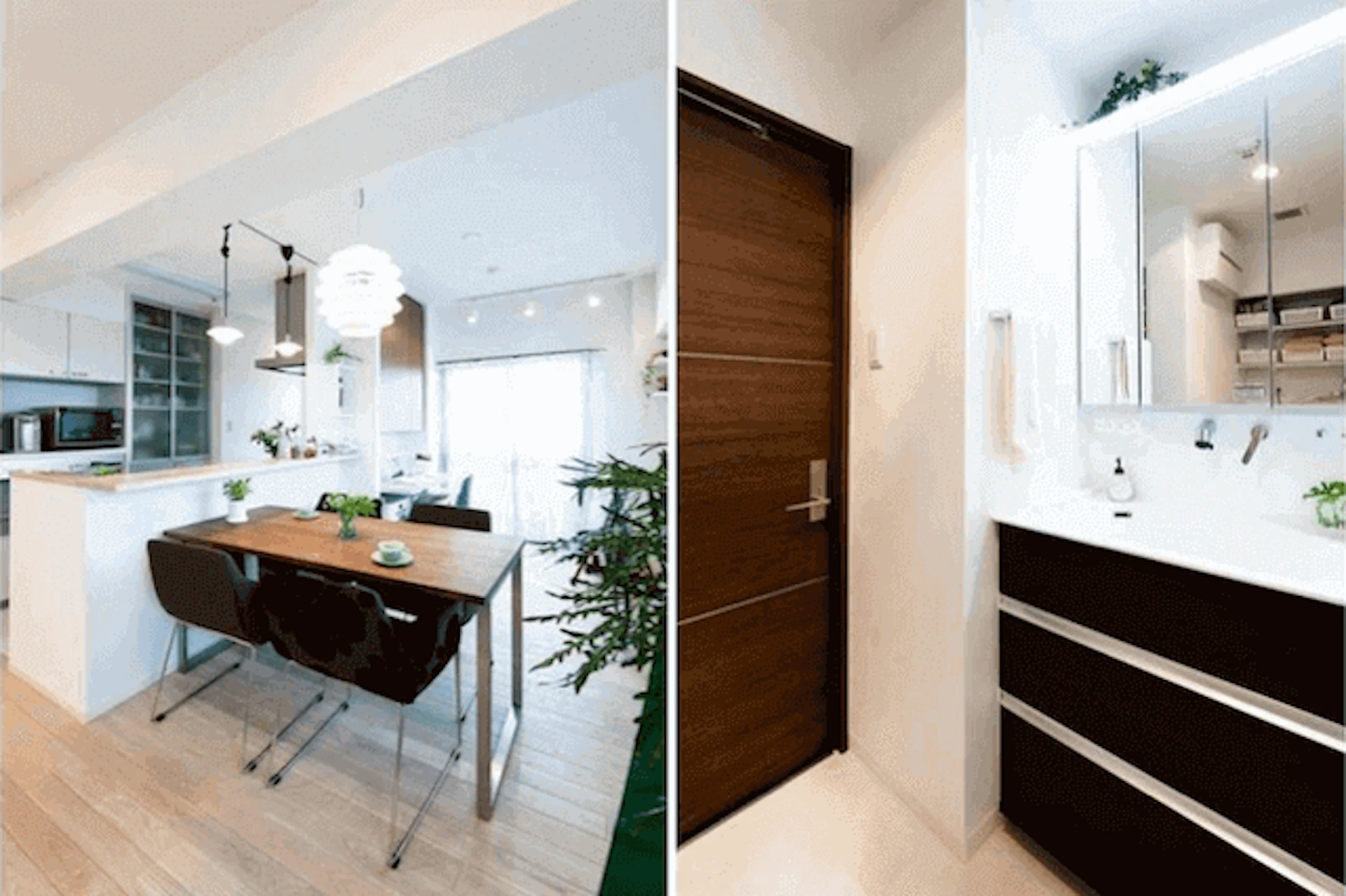 事例8 白を基調に、間仕切り扉も設置した機能的な居間