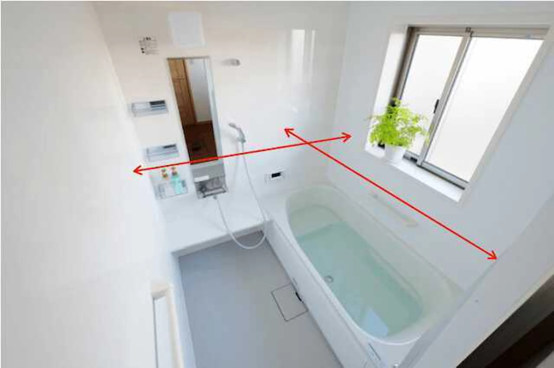 ユニットバスのサイズ(内寸)の測り方の図