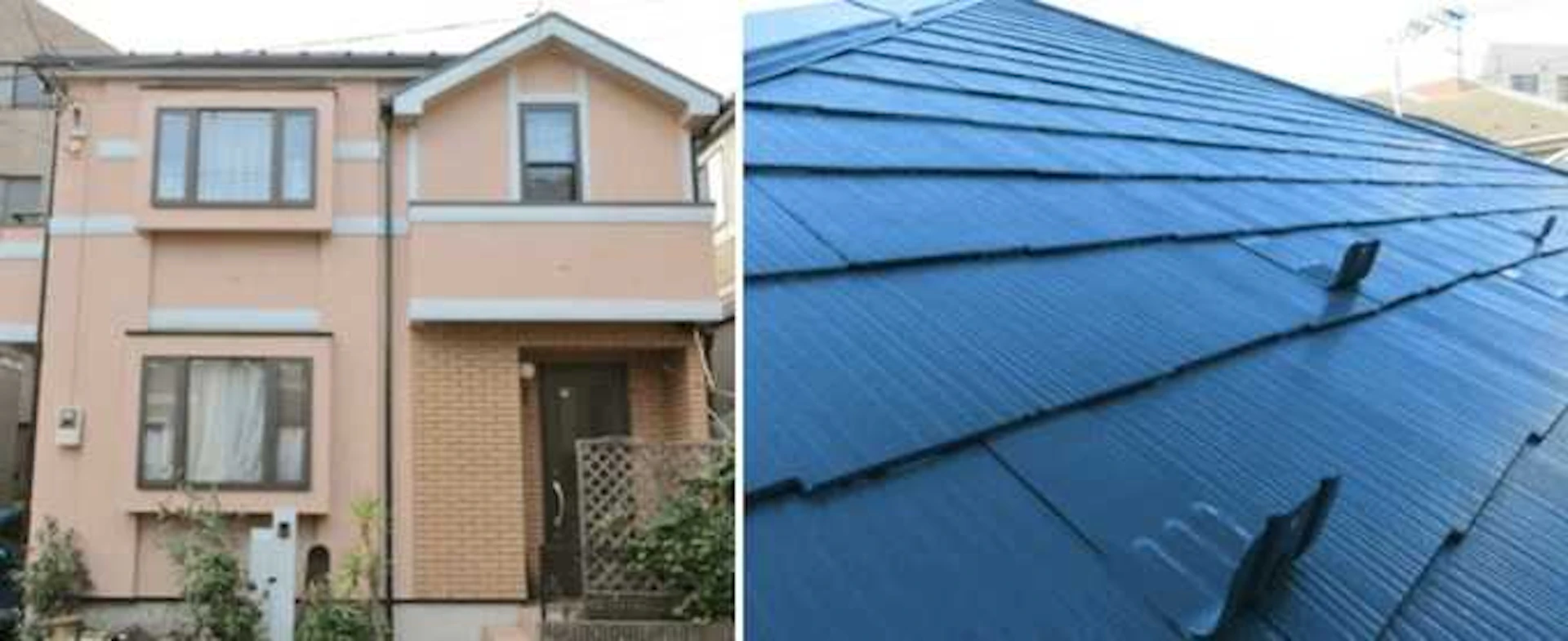 ブラウンの壁面の住居とダークグレーの屋根