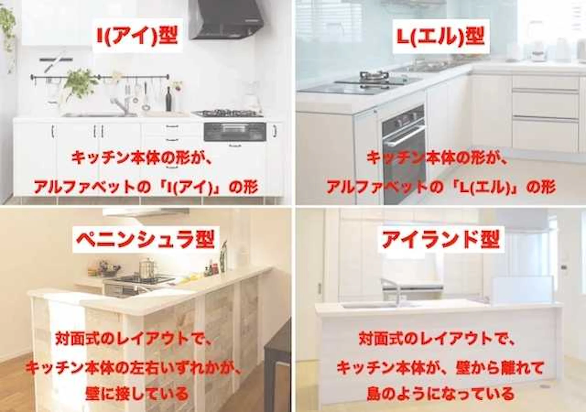 主なキッチンタイプは4つ