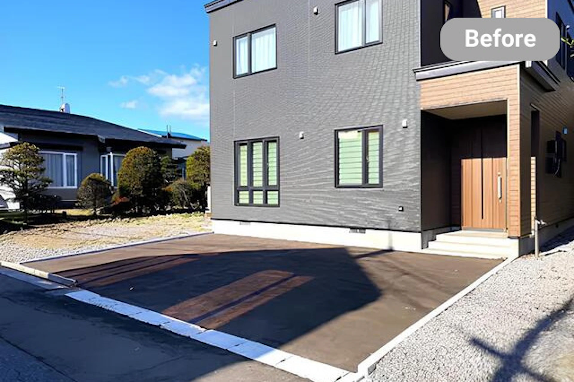 事例2 雪の降る季節にあわせて2台用カーポートを設置